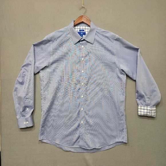 Egara Men's Blue Long Sleeve Non-Iron Button‎ Up Flip Cuff Shirt Size XLT - Picture 1 of 6